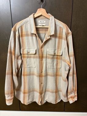 Madewell Men's Tan Plaid flannel shacket